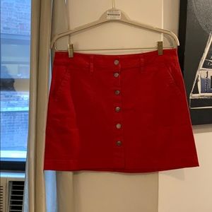 Red Denim J Crew Skirt